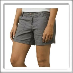 Prana Tess Heather Gray Hiking Casual Shorts 5” Inseam Organic Cotton Size 10 ☑️